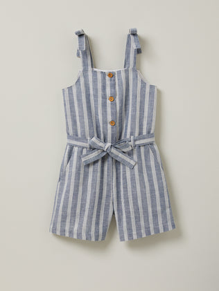Girl's cotton and linen romper suit
