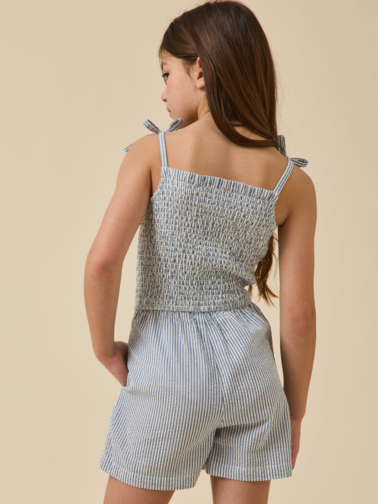 Combishort en seersucker Fille