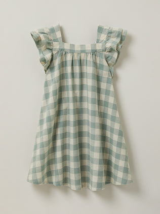 Girl's linen and cotton gingham check dress