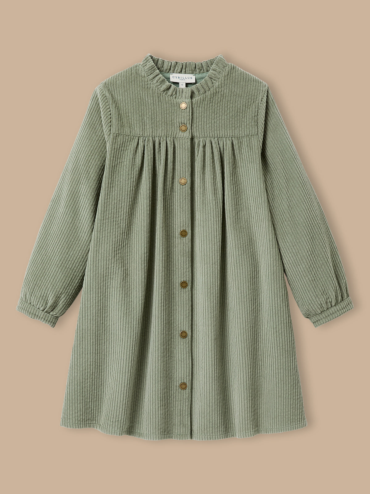 Girl's crinkled velour shirt-dress