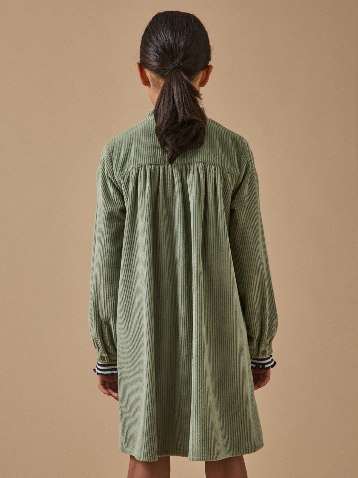 Girl's crinkled velour shirt-dress