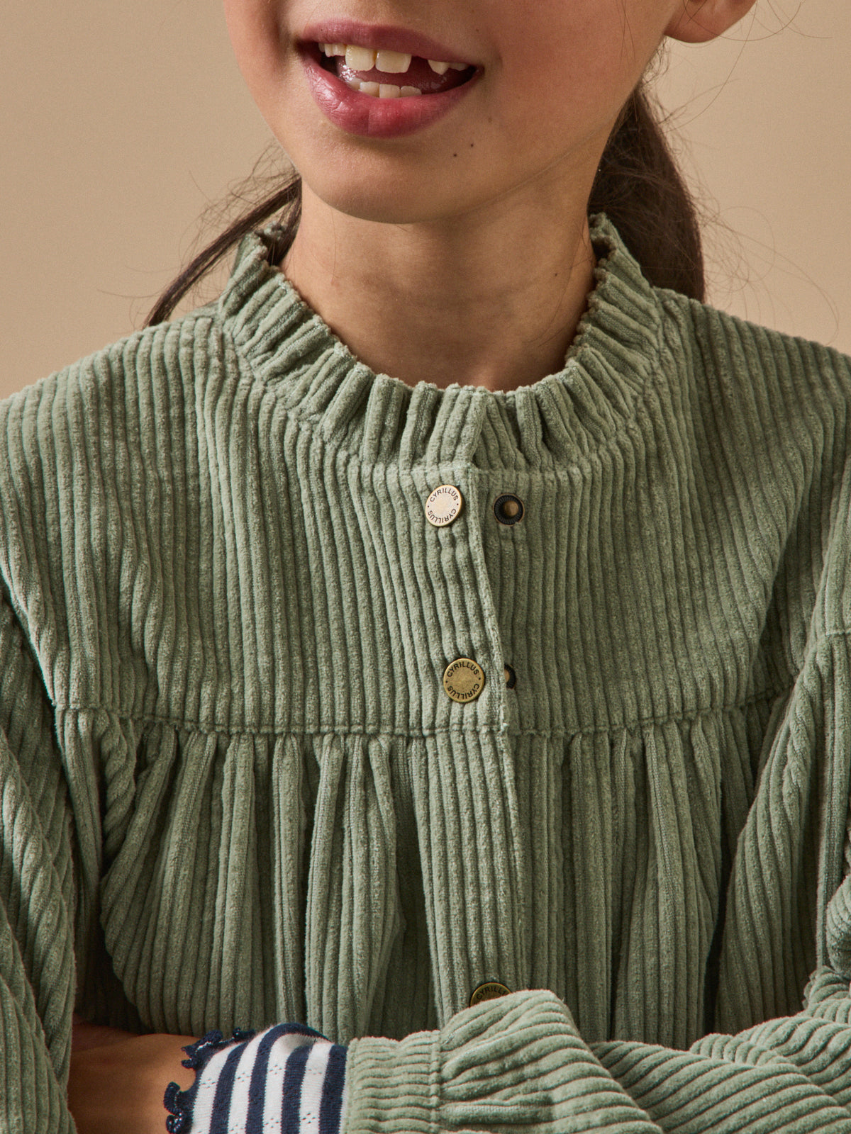 Girl's crinkled velour shirt-dress