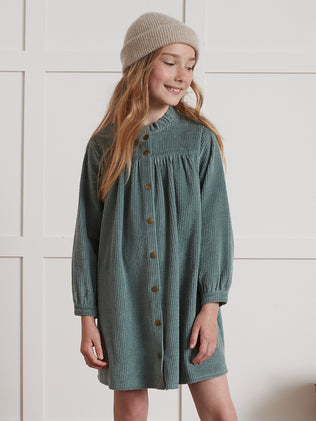 Girl's crinkled velour shirt-dress