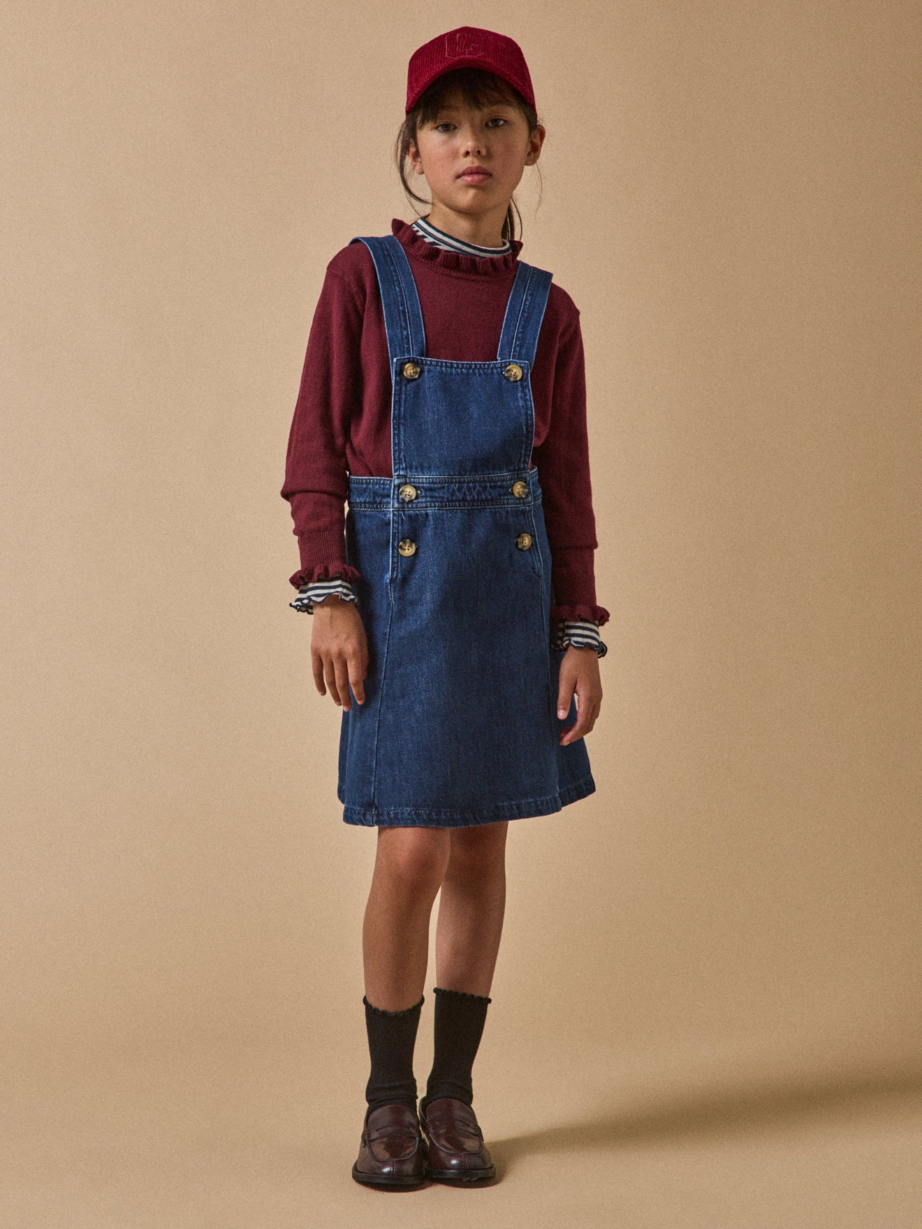 Girl's denim apron dress