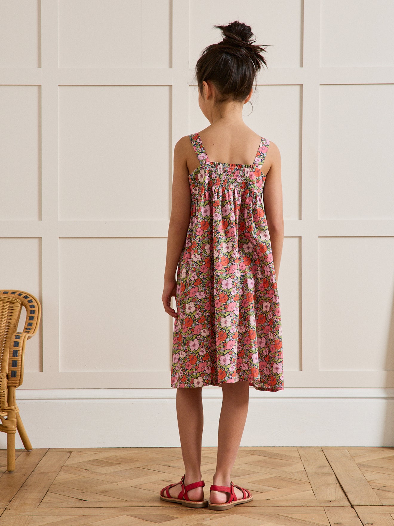 Girl's Meadow Song print dress made with Liberty fabric