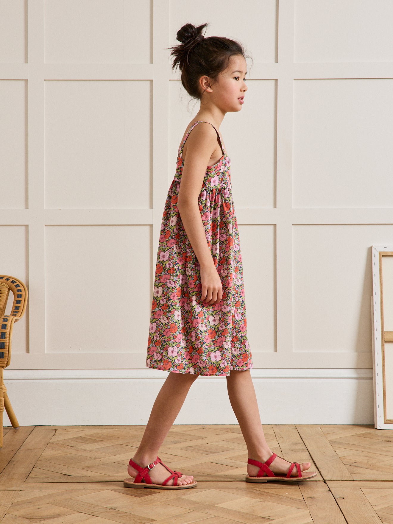 Girl's Meadow Song print dress made with Liberty fabric