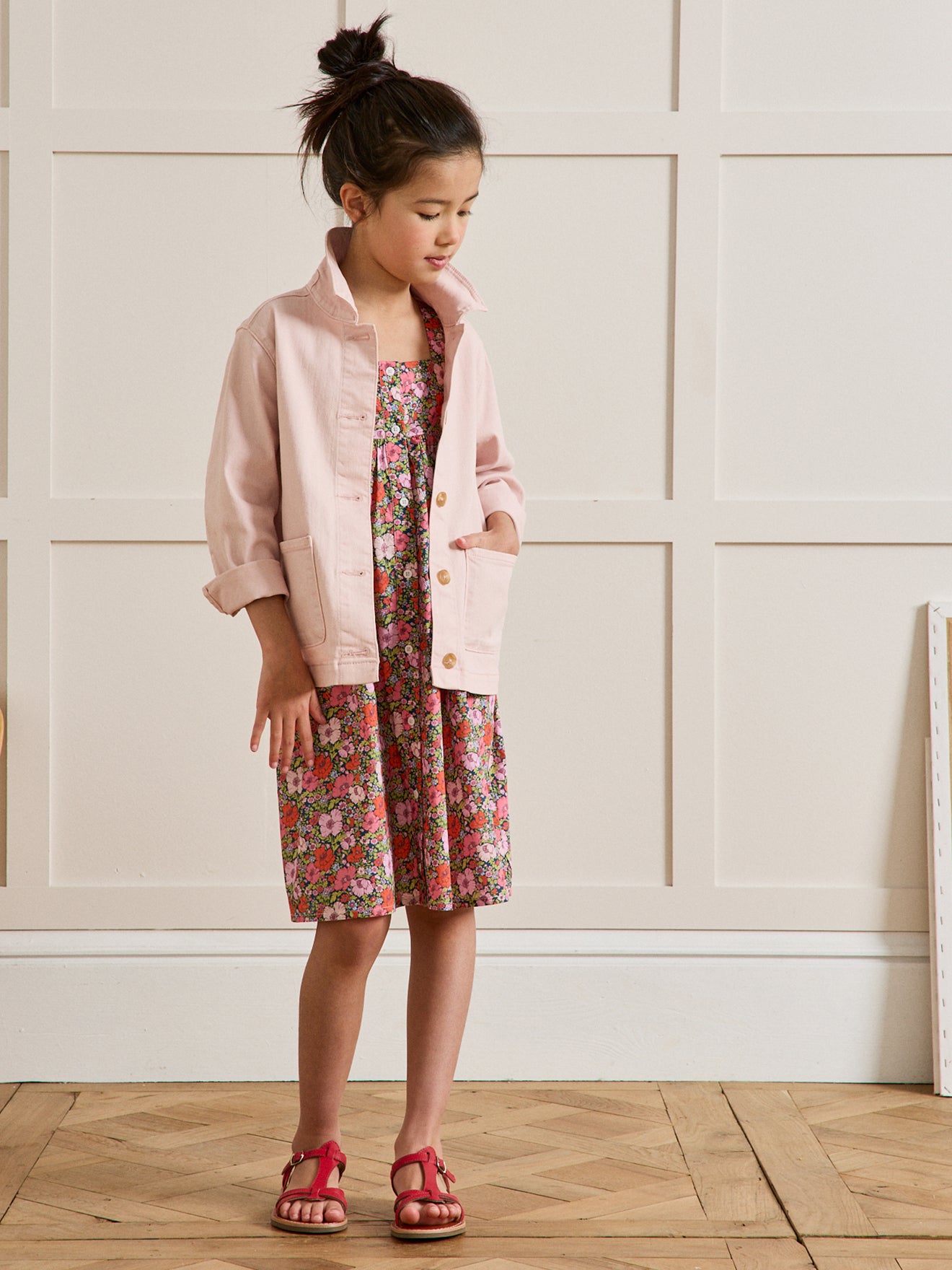 Girl's Meadow Song print dress made with Liberty fabric