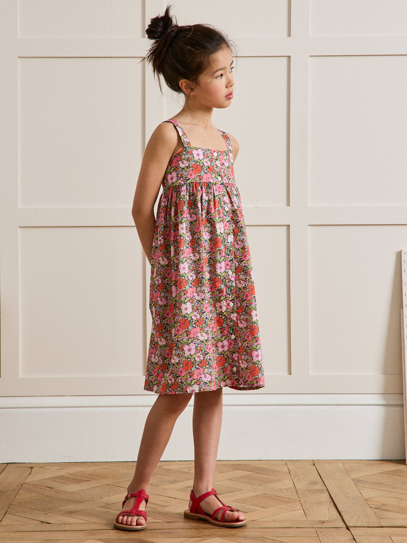 Girl's Meadow Song print dress made with Liberty fabric