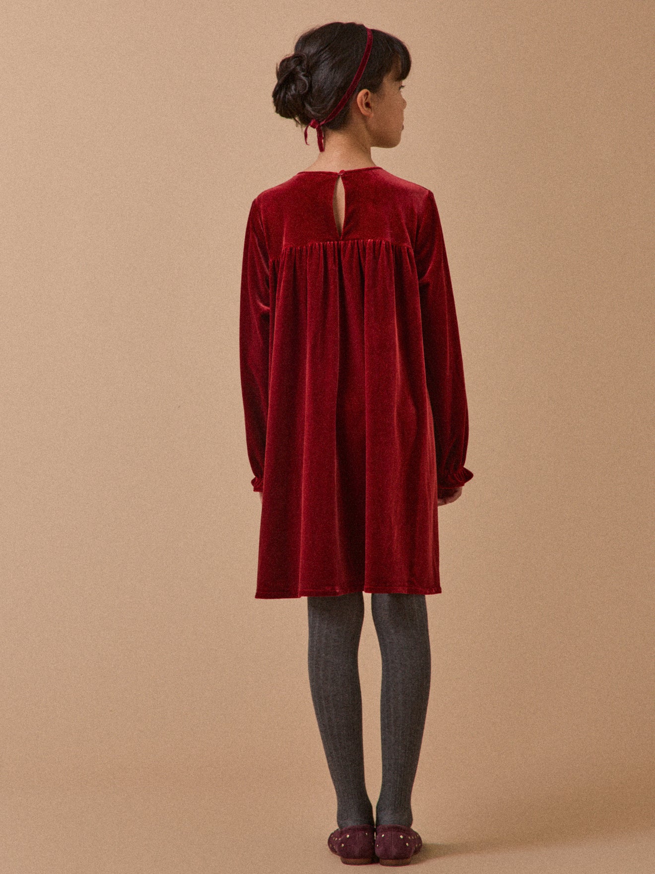 Girl's panne velvet dress