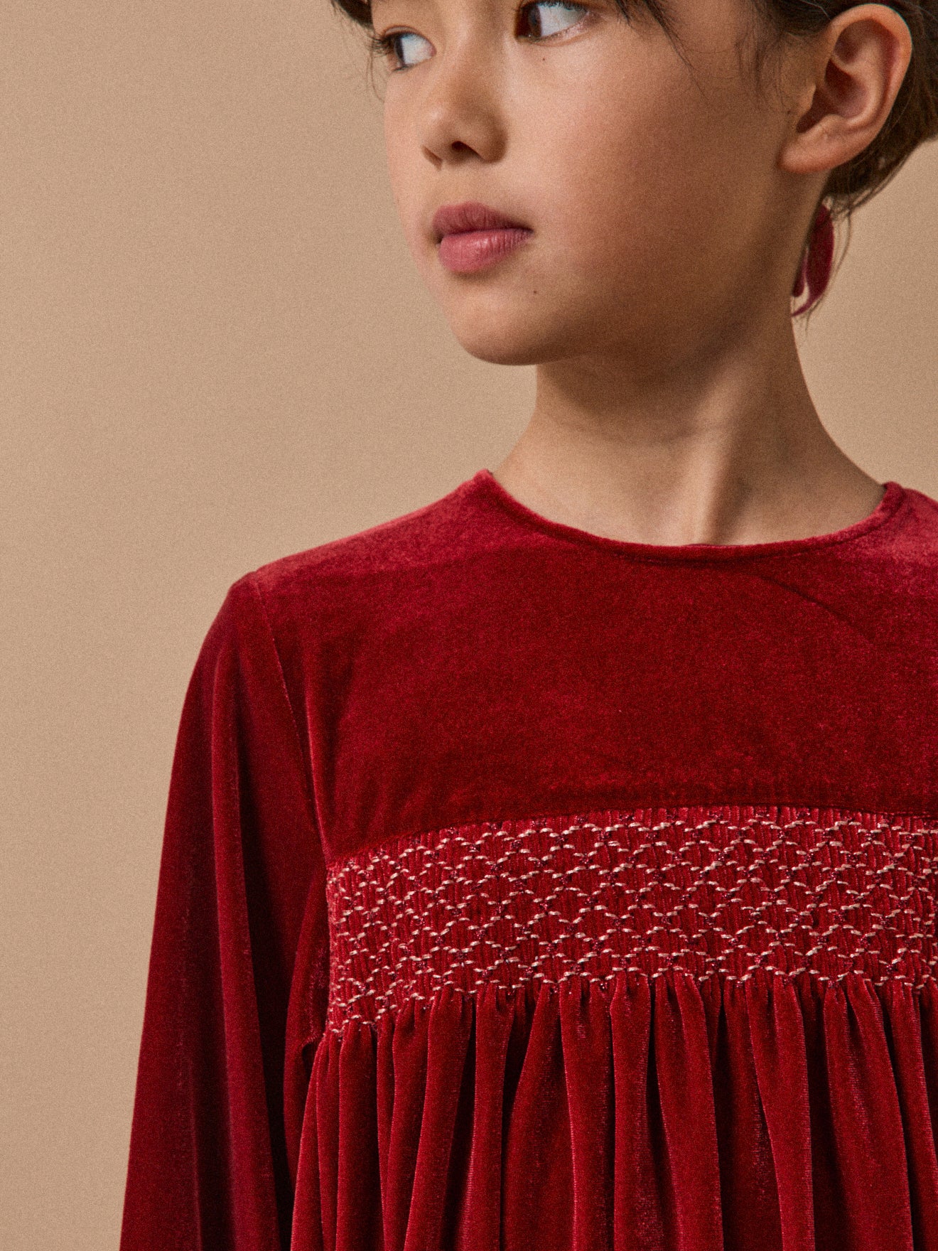 Girl's panne velvet dress