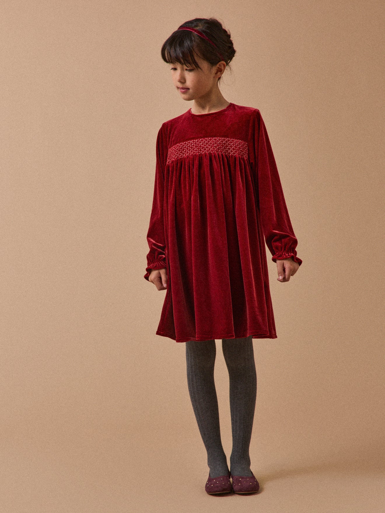 Girl's panne velvet dress