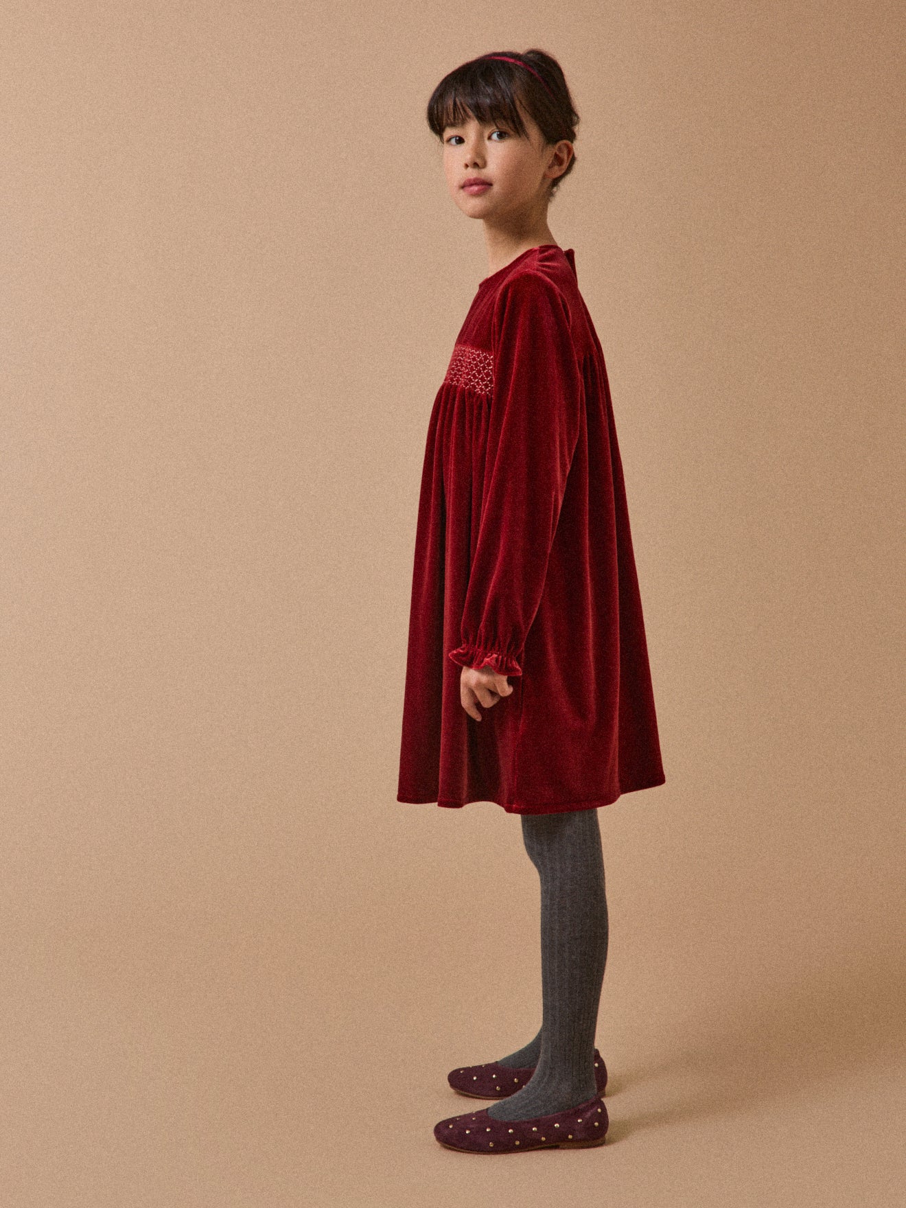 Girl's panne velvet dress