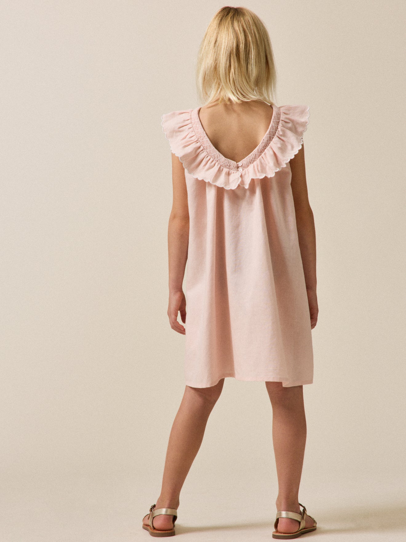 Robe Fille Clotilde lin et coton - Collection Fêtes et Mariages