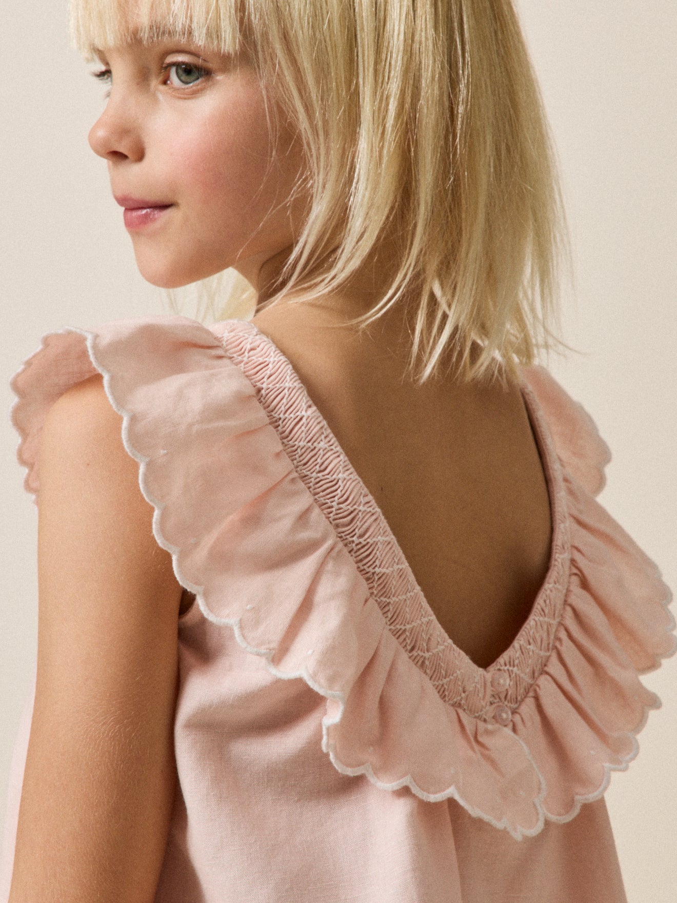 Girl's linen and cotton Clotilde dress - Partywear and Bridal Collection