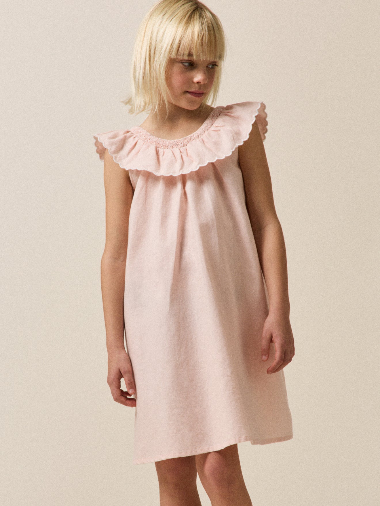 Girl's linen and cotton Clotilde dress - Partywear and Bridal Collection