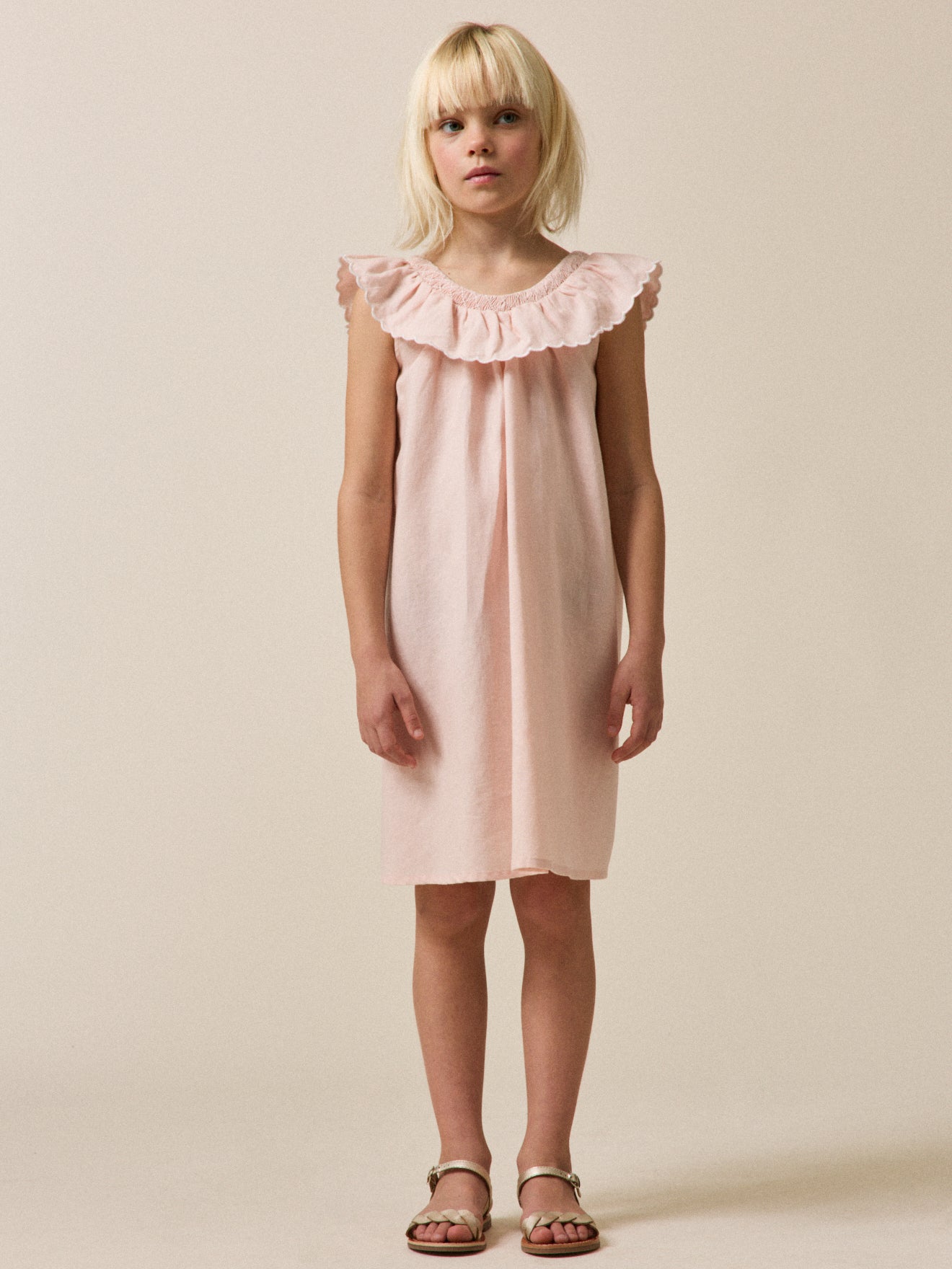 Girl's linen and cotton Clotilde dress - Partywear and Bridal Collection