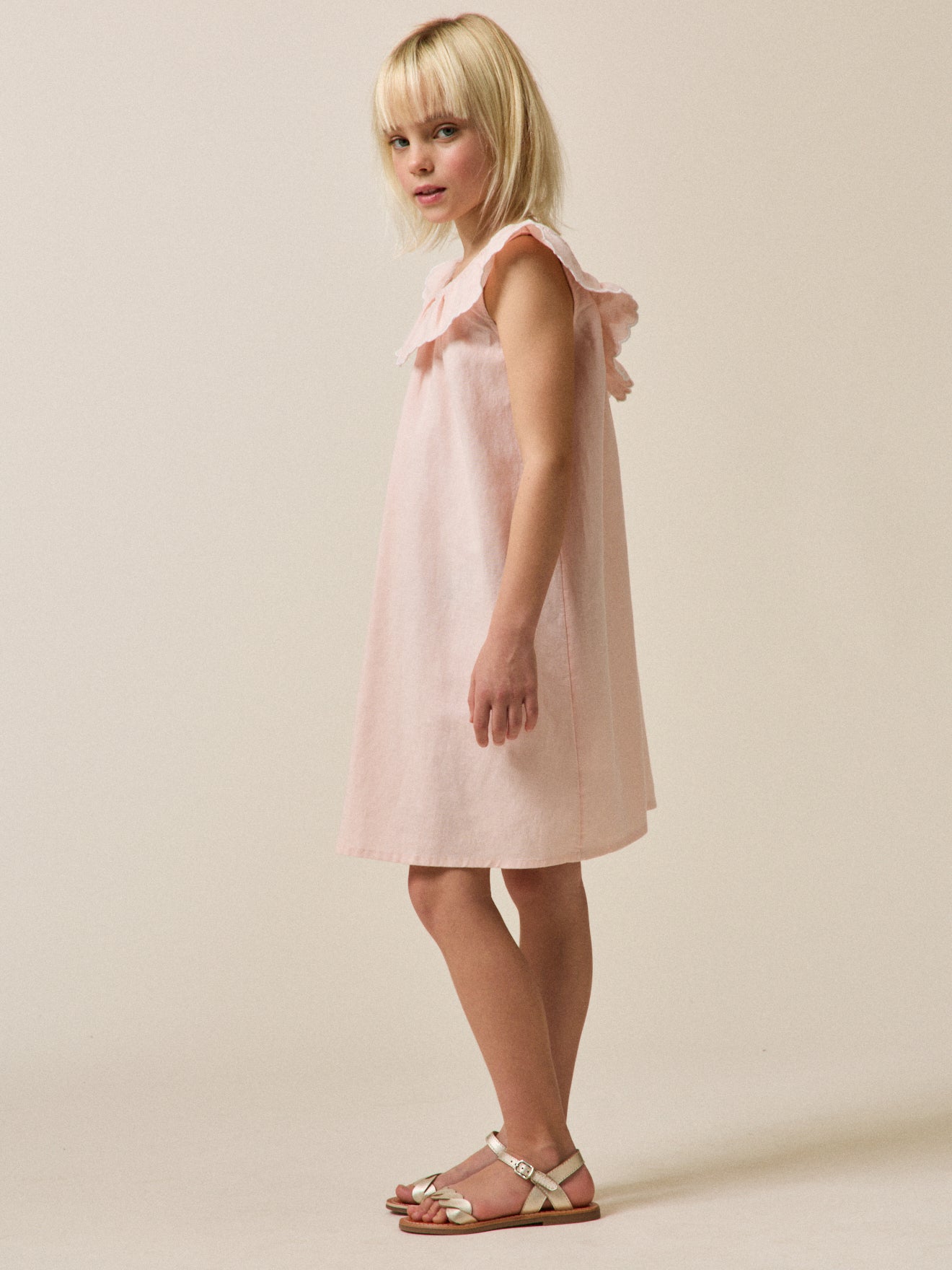 Girl's linen and cotton Clotilde dress - Partywear and Bridal Collection