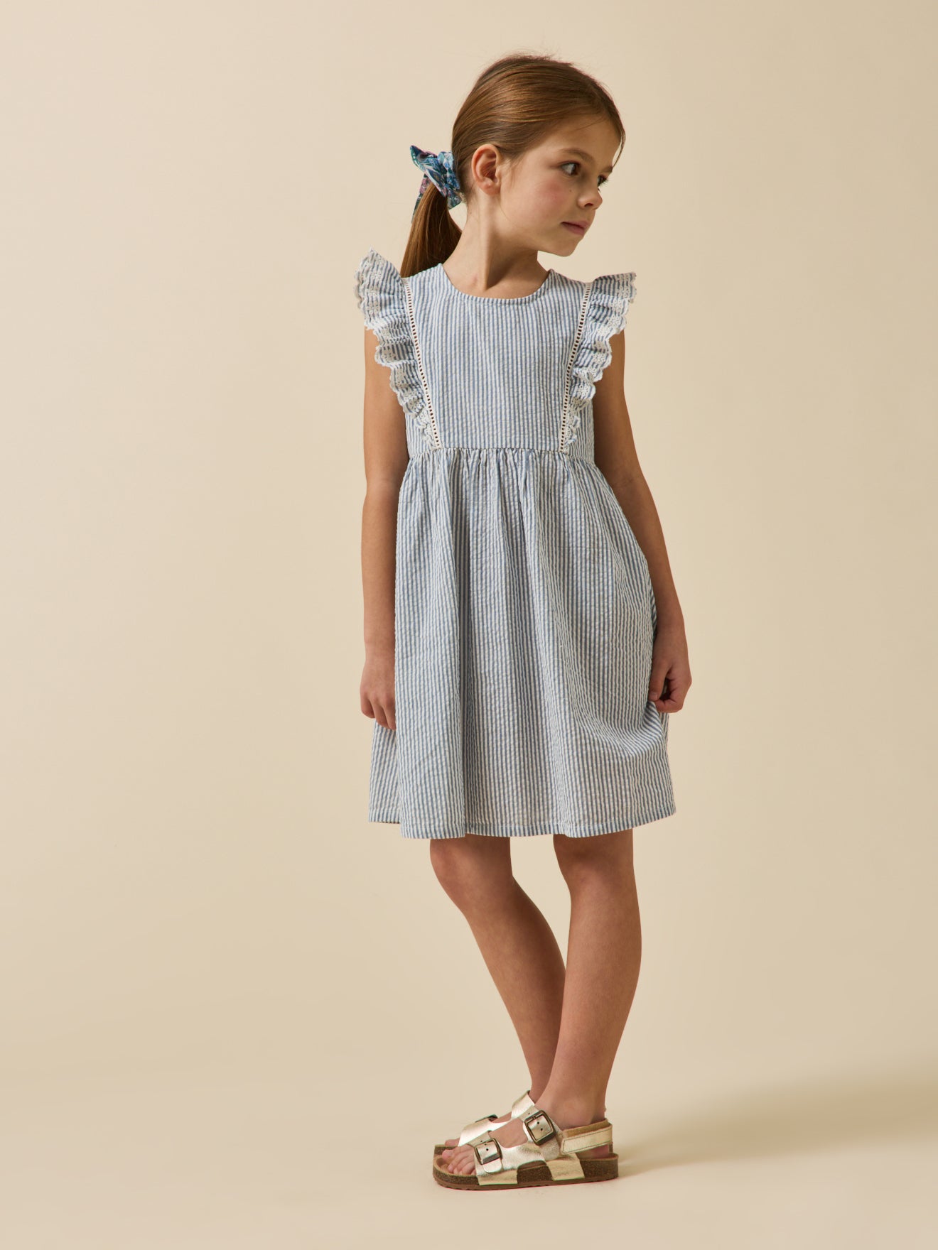 Girl's striped seersucker dress