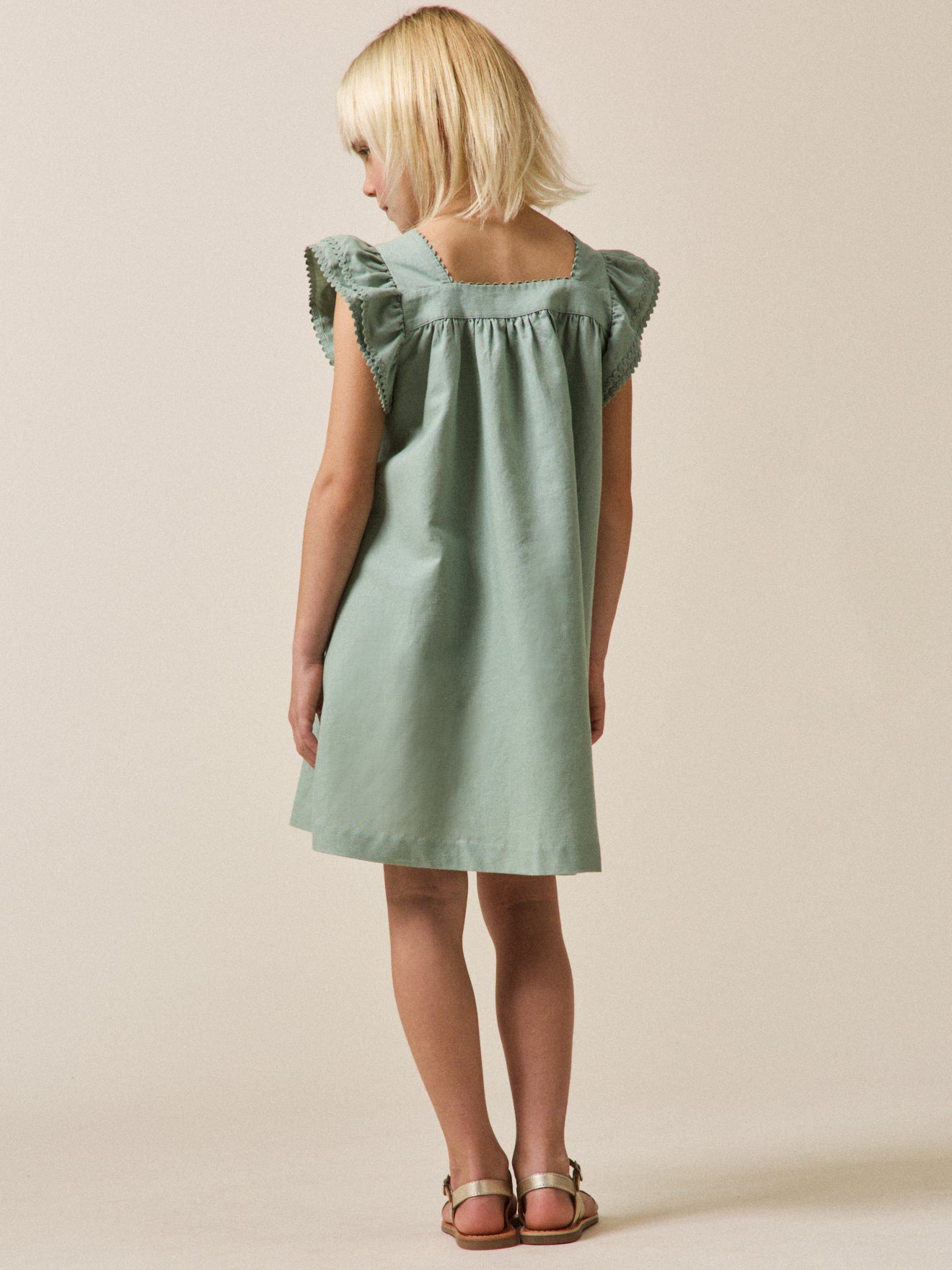 Robe Clémence Fille lin et coton - Collection Fêtes et Mariages