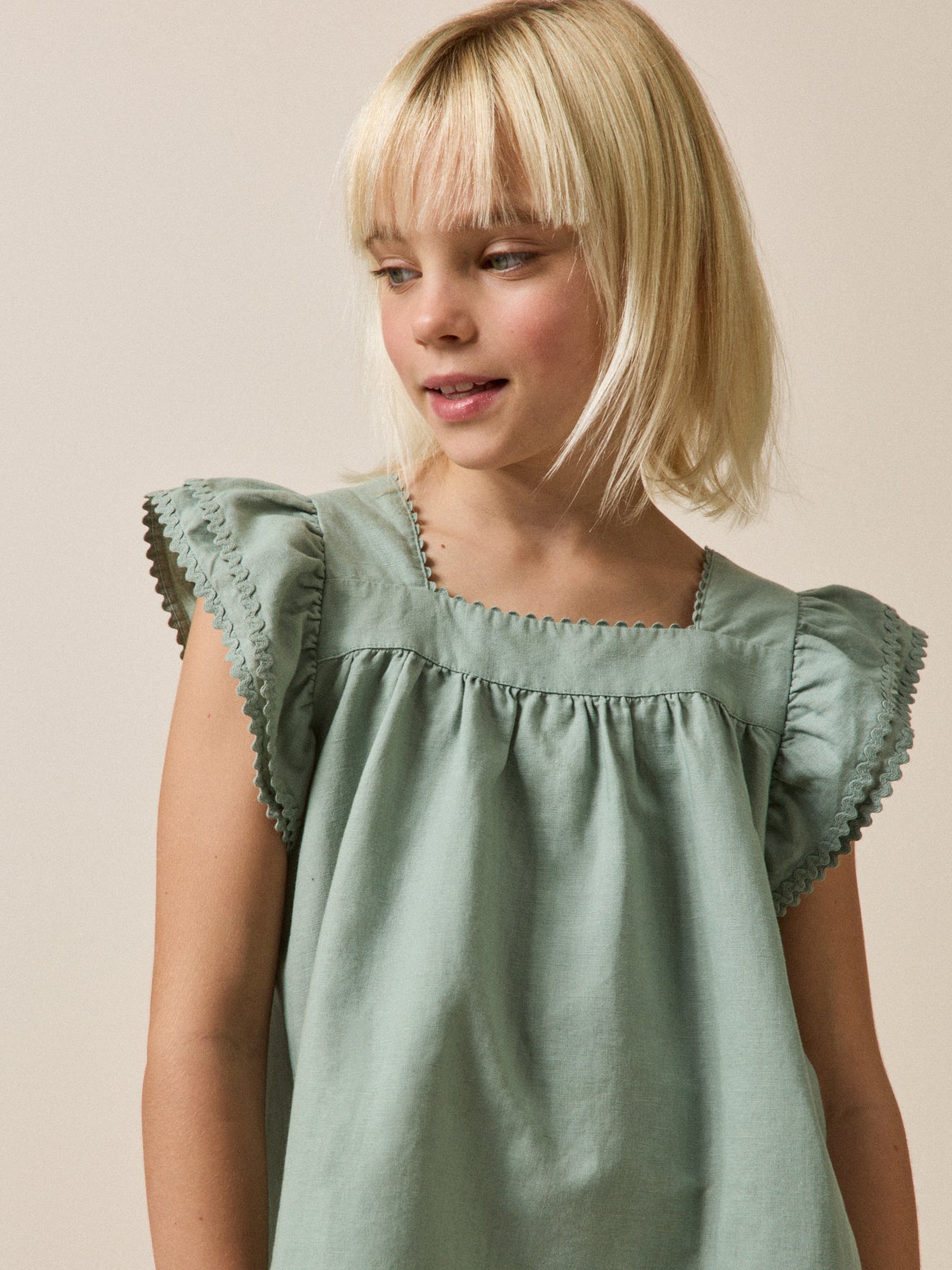 Girl's linen and cotton Clemence dress - Partywear and Bridal Collection