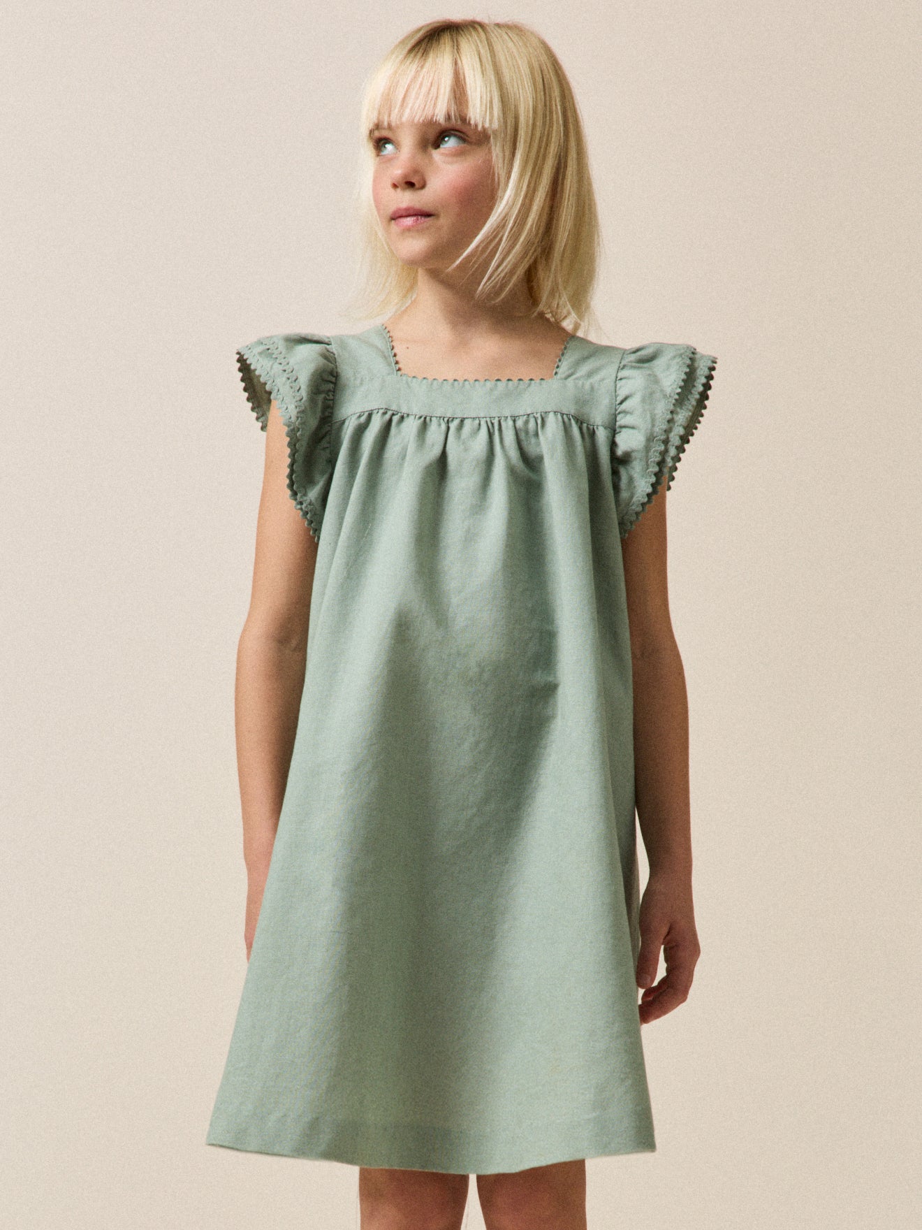 Girl's linen and cotton Clemence dress - Partywear and Bridal Collection