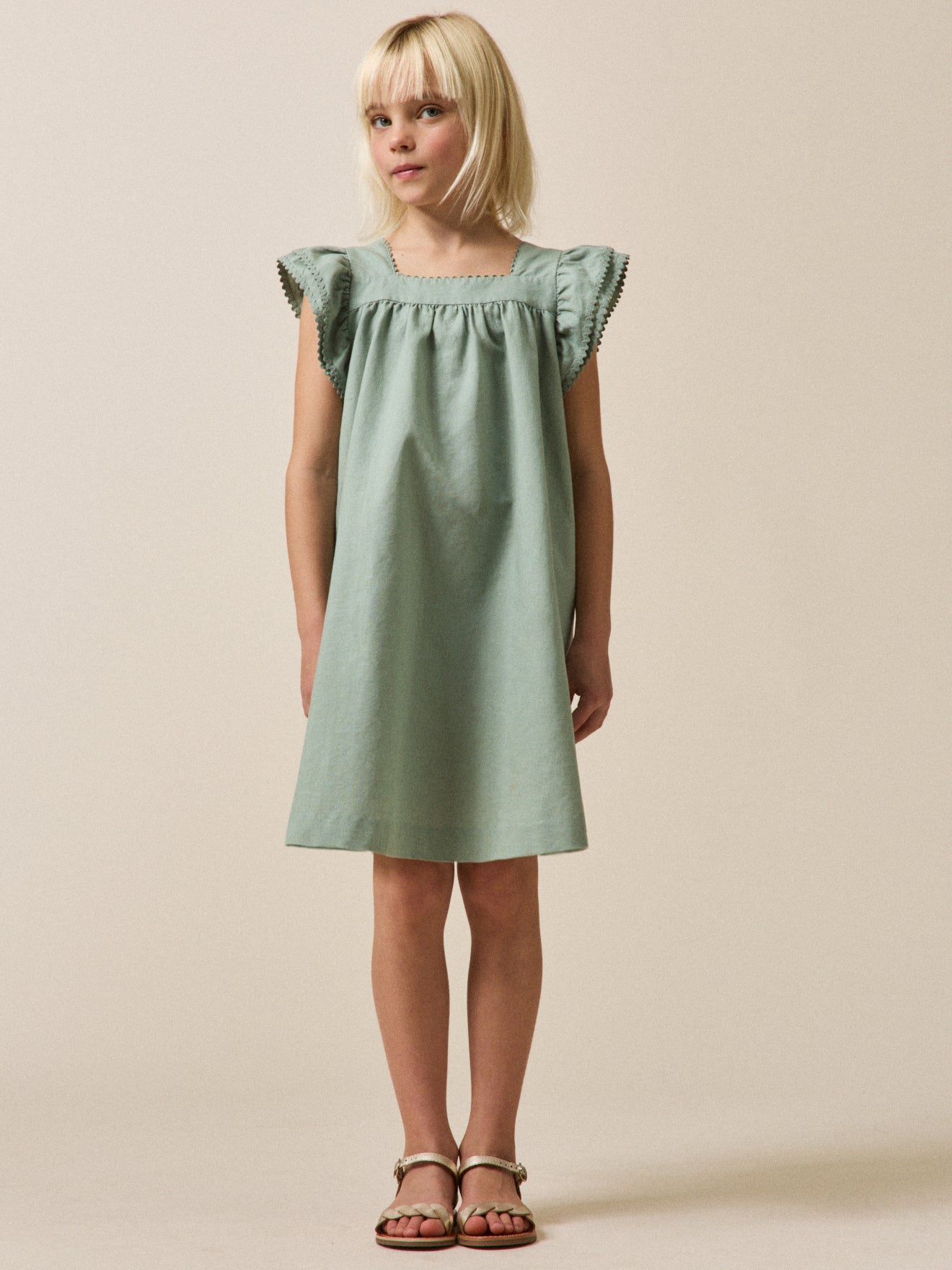 Girl's linen and cotton Clemence dress - Partywear and Bridal Collection