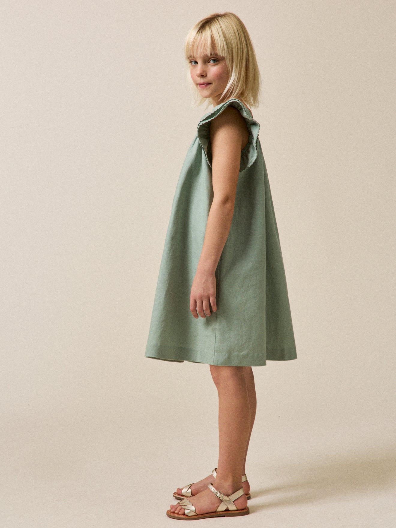 Girl's linen and cotton Clemence dress - Partywear and Bridal Collection