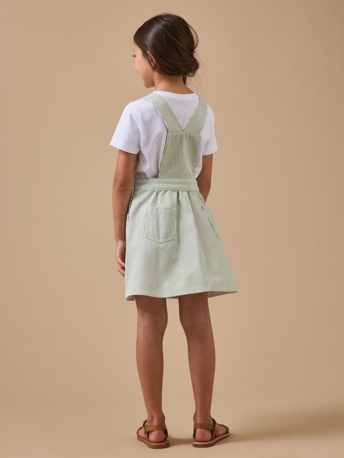 Robe salopette denim rayée Fille