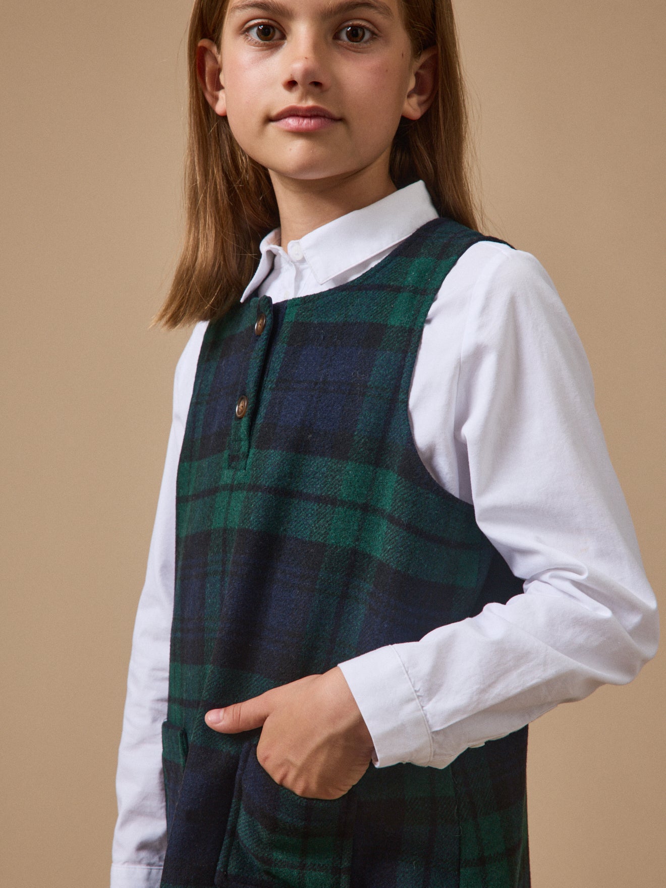 Girl's tartan-print sleeveless dress