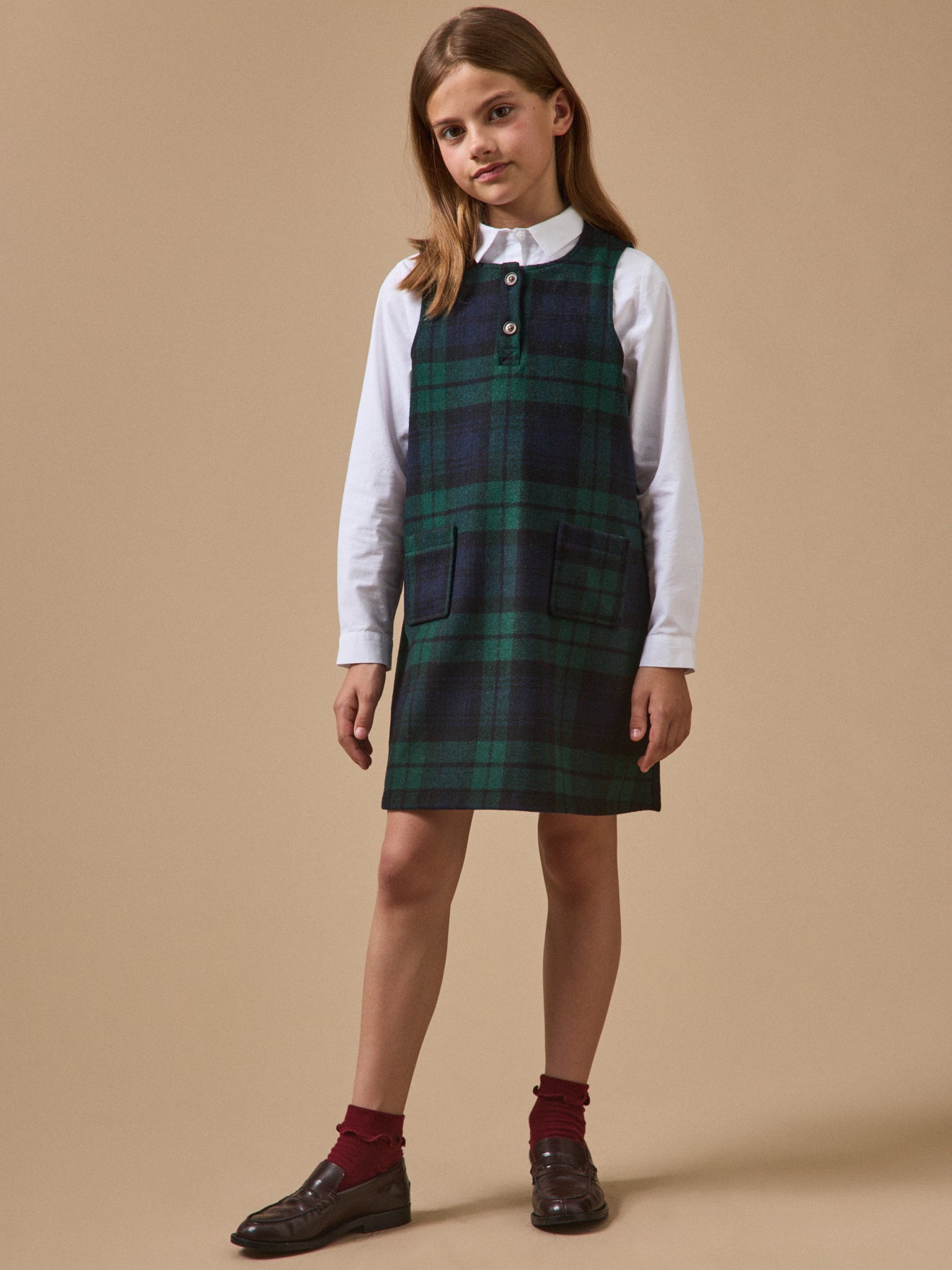 Girl's tartan-print sleeveless dress