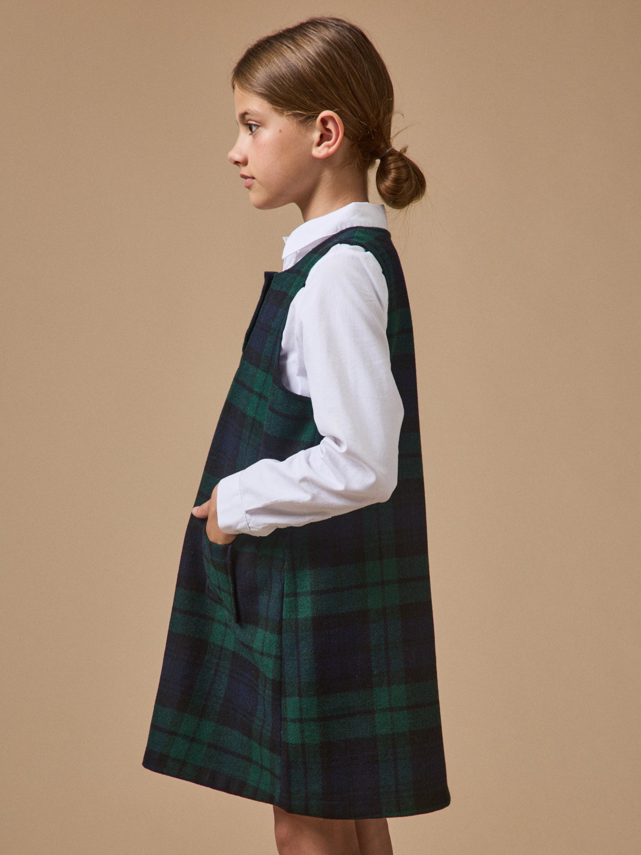 Girl's tartan-print sleeveless dress