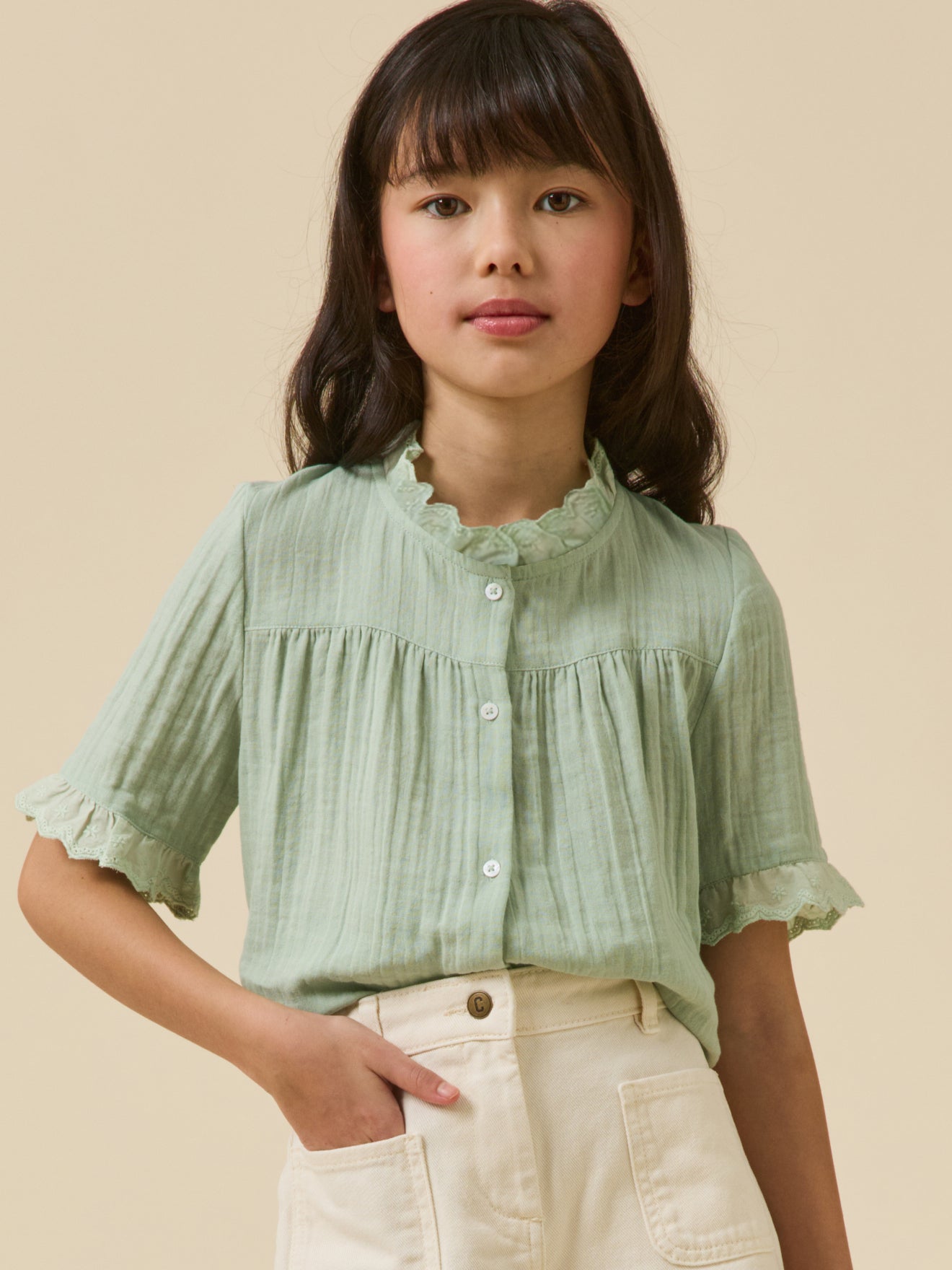 Girl's organic cotton cheesecloth shirt