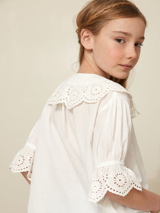 Girl's blouse with broderie anglaise