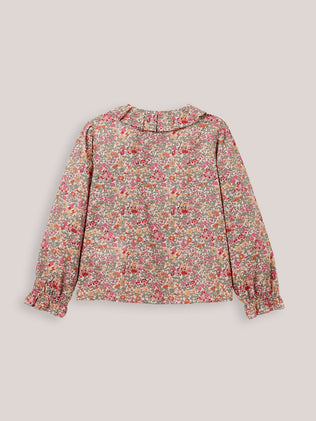 GIrl's shirt with pleated collar made with Liberty fabric