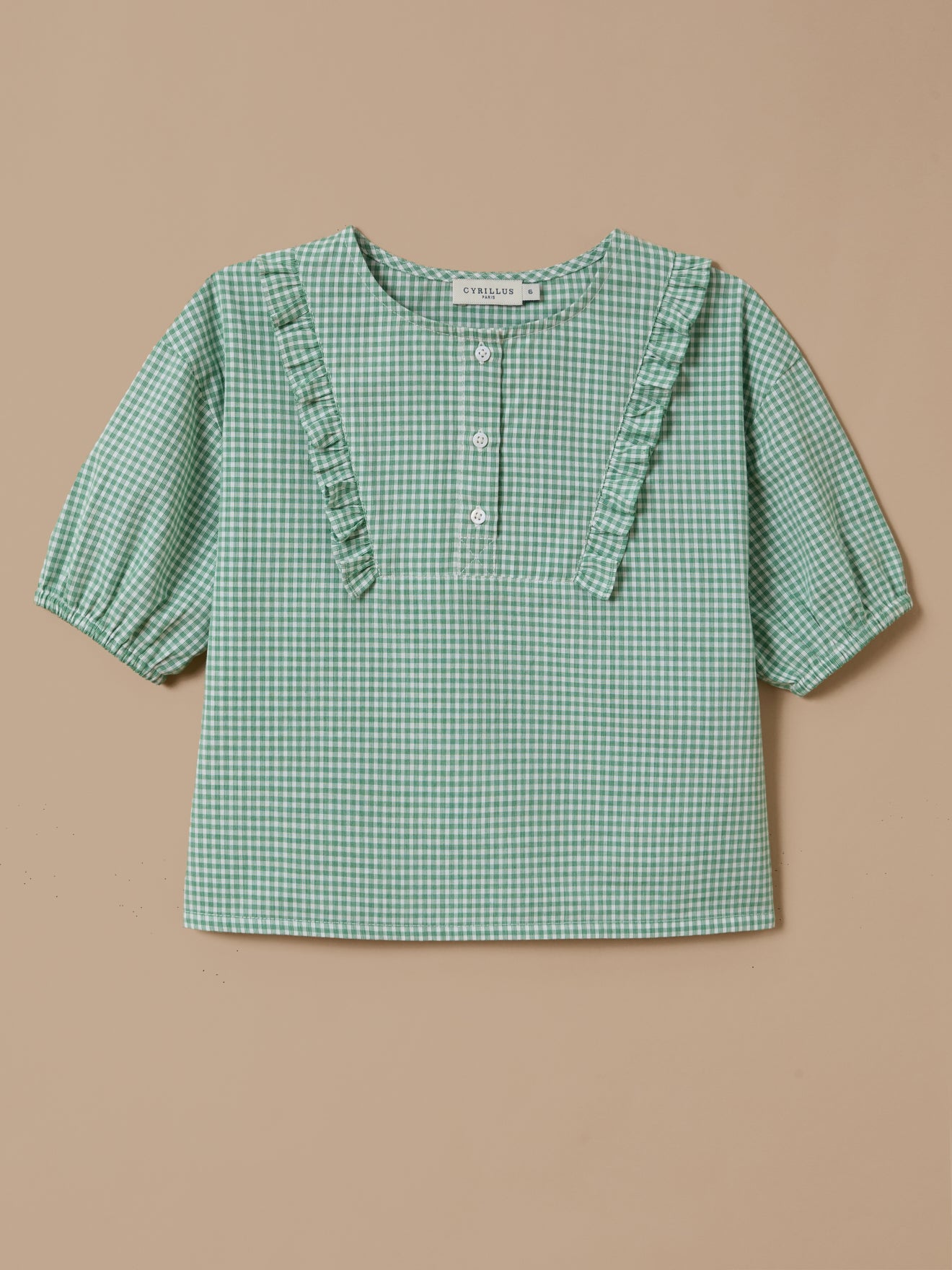 Girl's gingham check print blouse