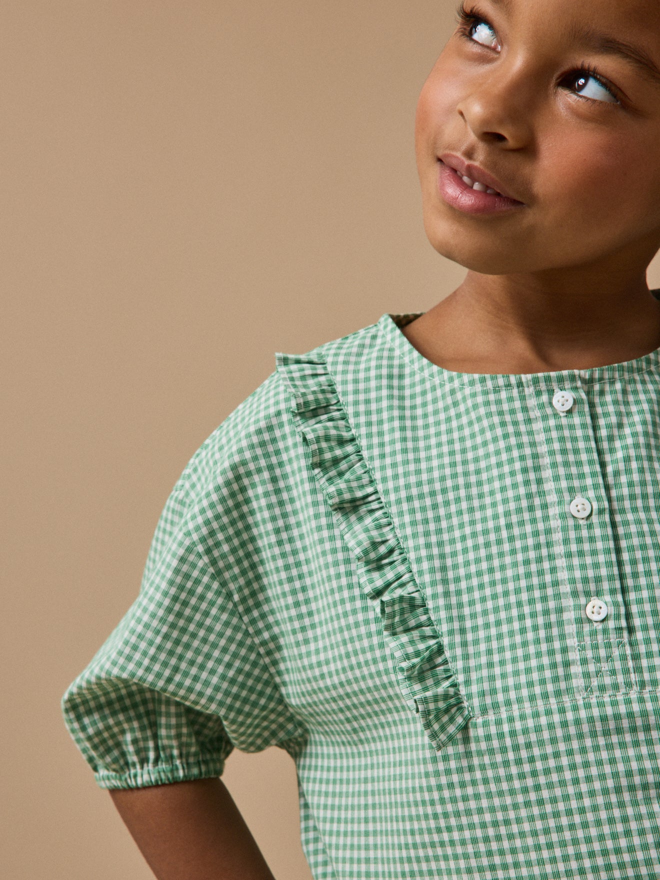 Girl's gingham check print blouse