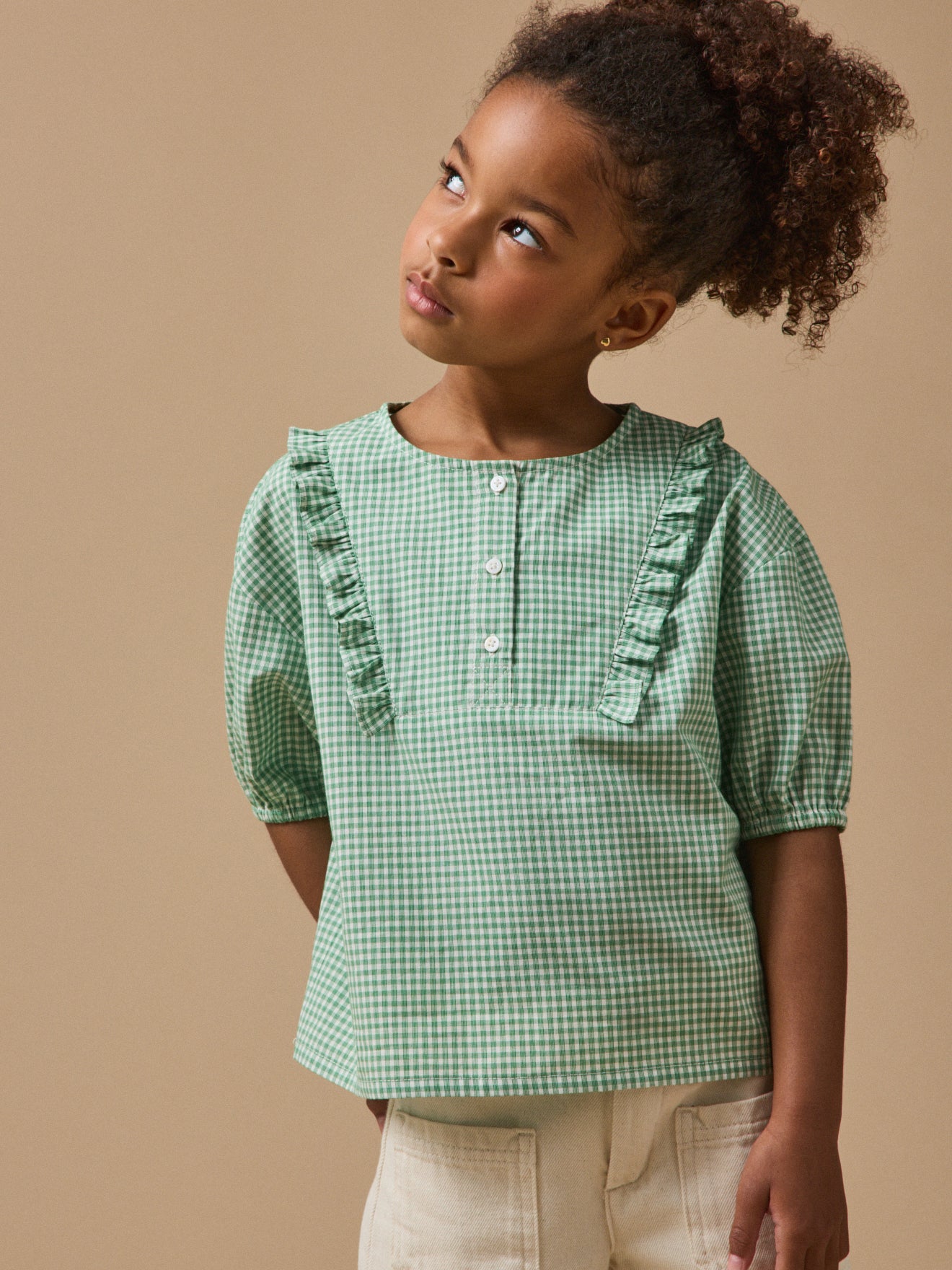 Girl's gingham check print blouse
