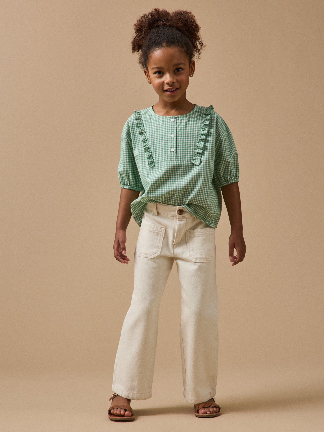 Girl's gingham check print blouse