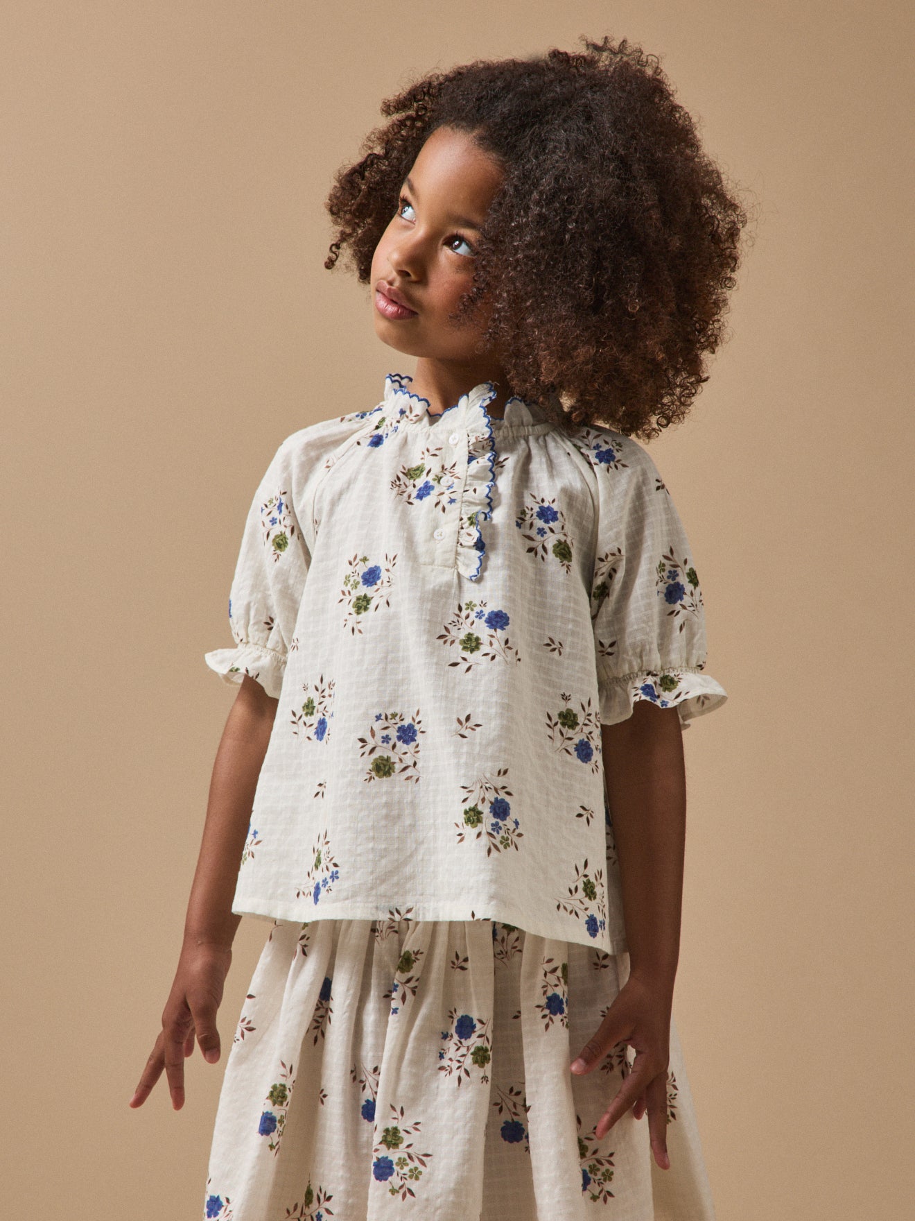 Girl's print dobby cotton blouse