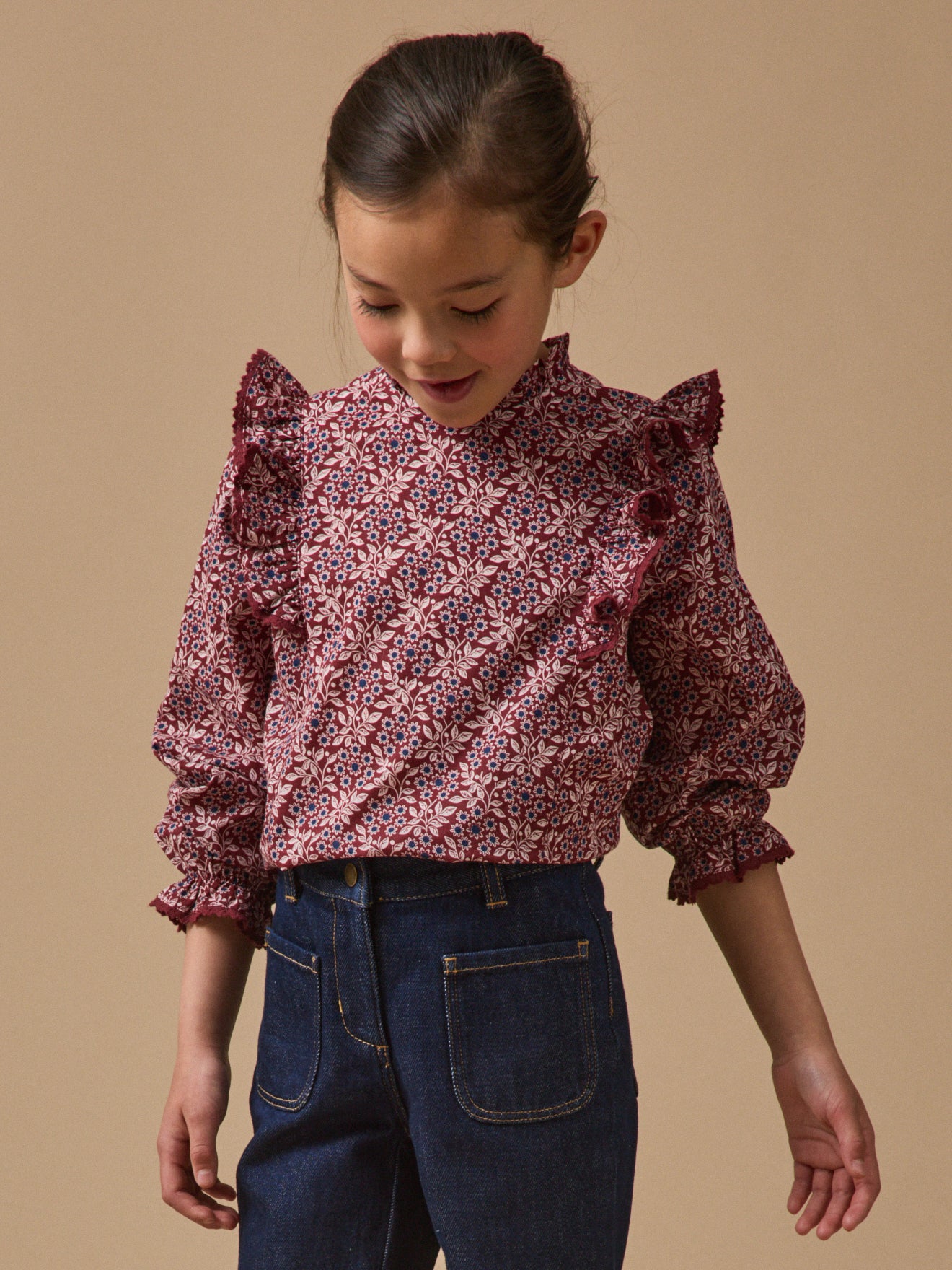 Girl's Ophelia-print blouse