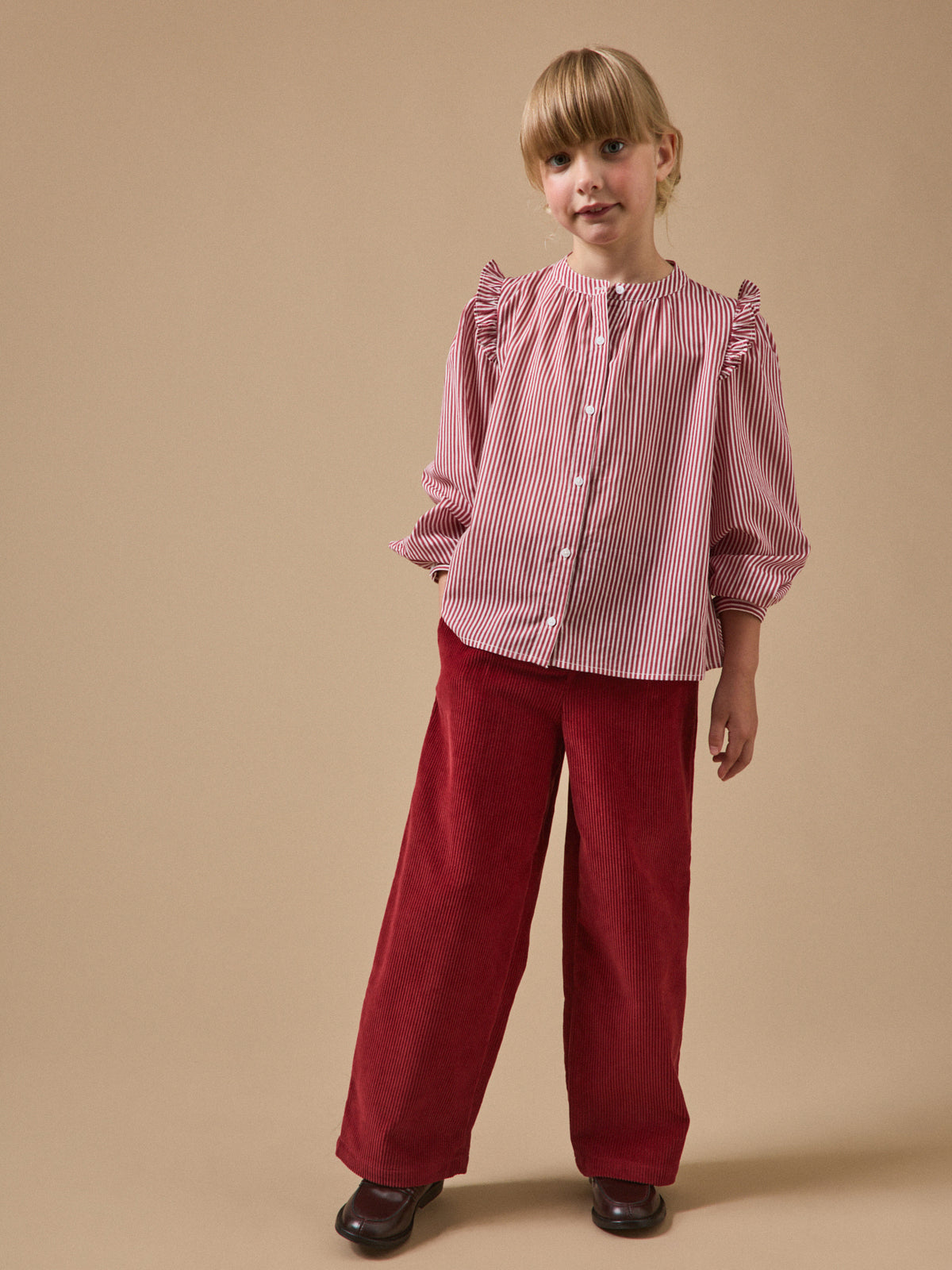 Chemise rayée volantée Fille