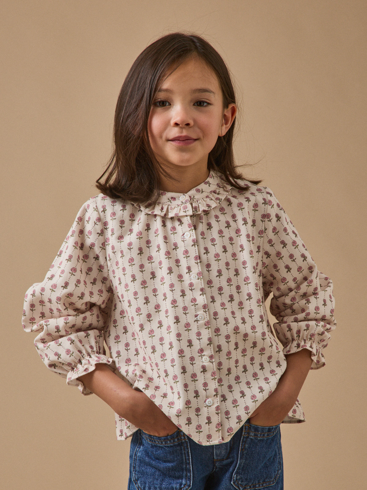 Chemise imprimée en velours Fille