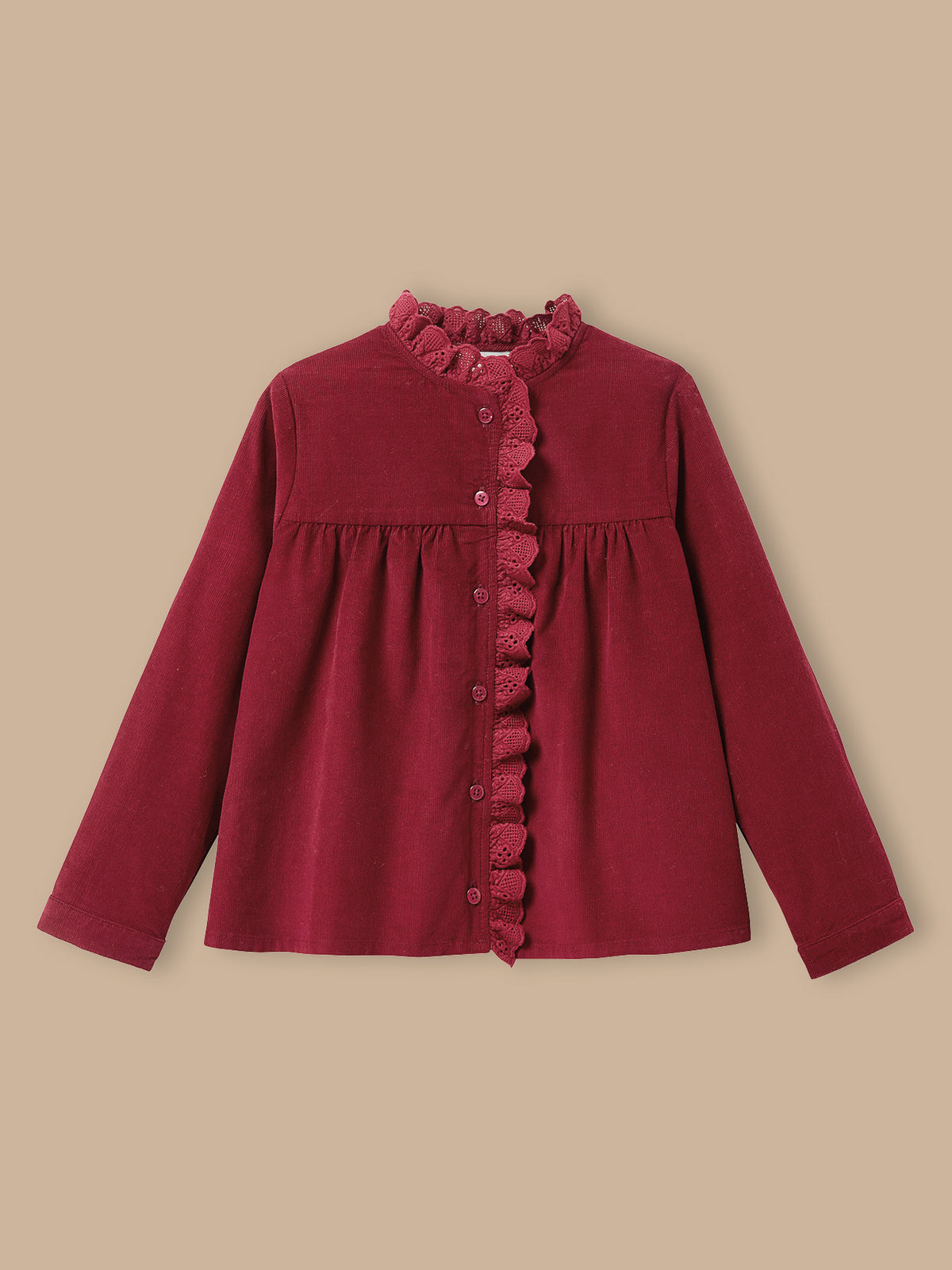 Chemise velours et dentelle Fille