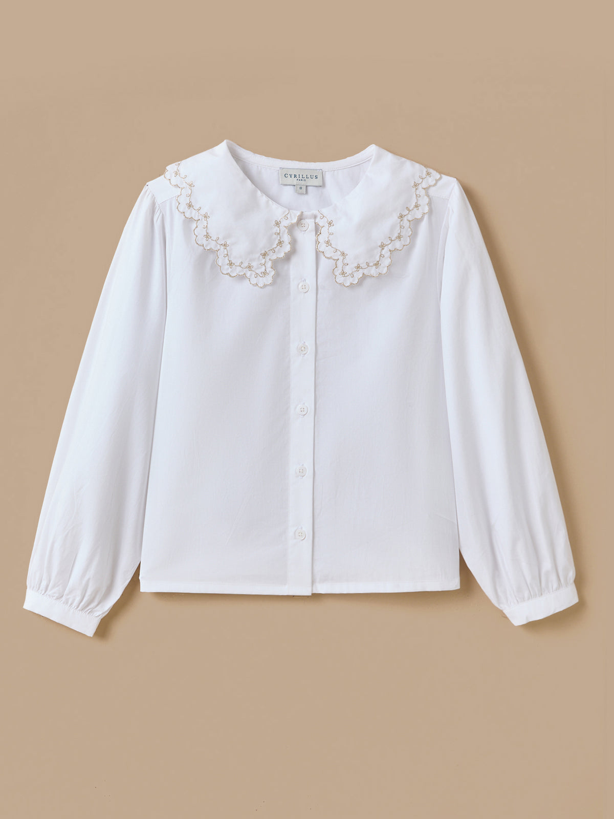 Girl's shirt with large, embroidered collar