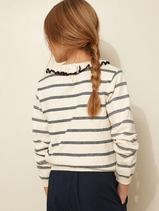 Girl's stripe cotton and cashmere sweater