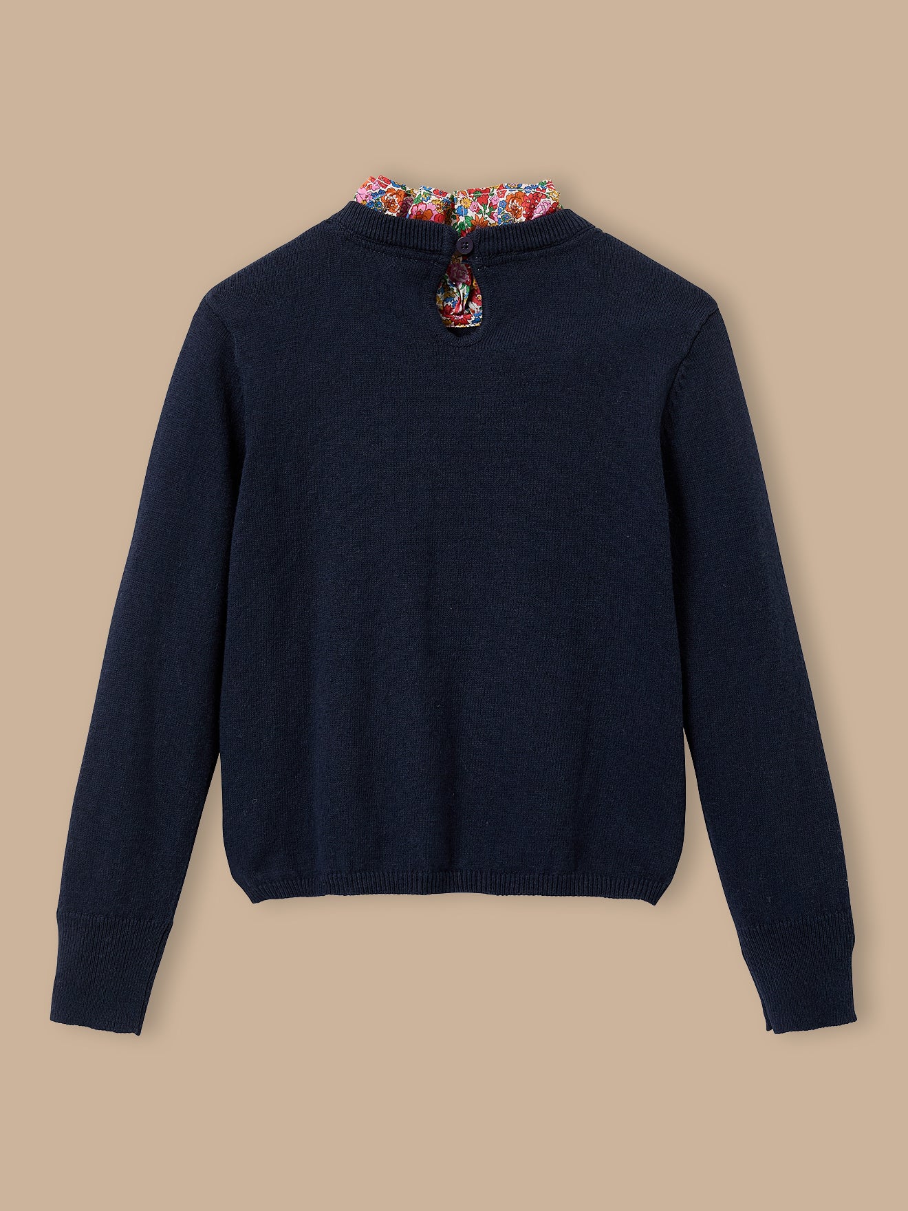 Girl's sweater, collar made with Liberty fabric