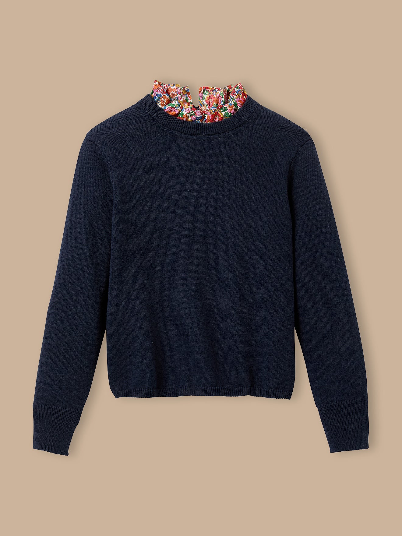 Girl's sweater, collar made with Liberty fabric