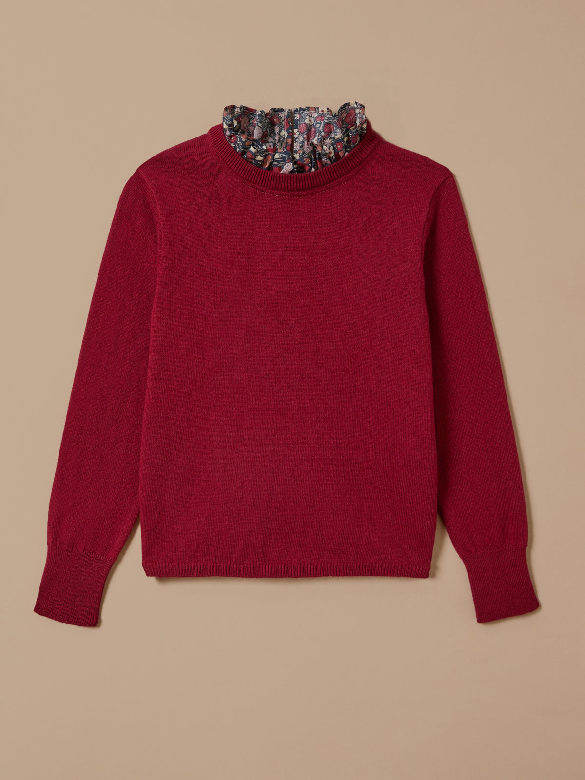 Girl's sweater, collar made with Liberty fabric