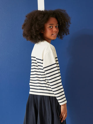 Girl's sailor stripe T-shirt in organic cotton