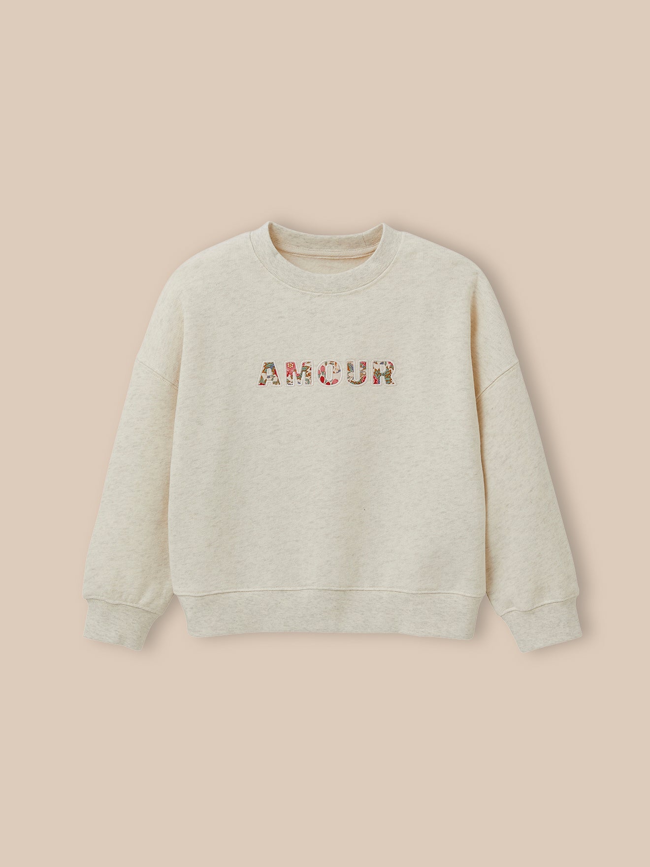 Girl's organic cotton sweatshirt with letters made with Liberty fabric